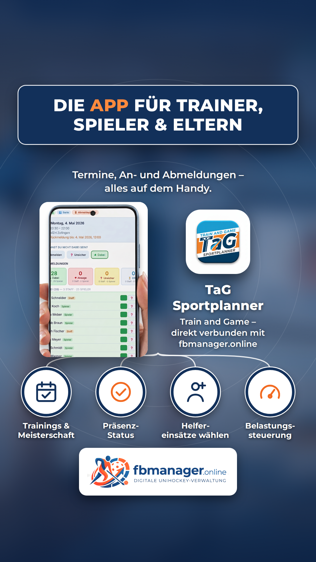 Die App für Trainer, Spieler und Eltern